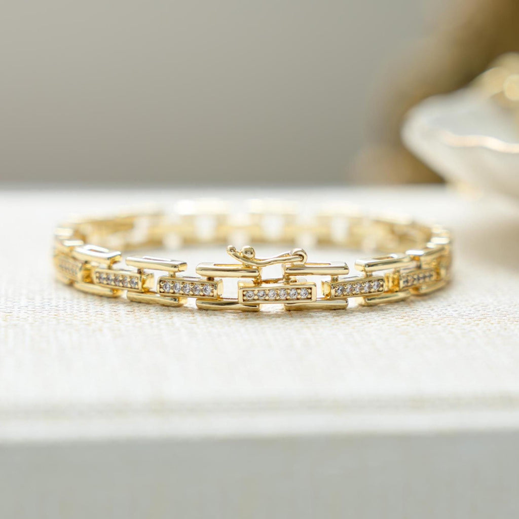 Chain Link Bracelet, Chain Bracelet, Watch Bracelet, Vintage Bracelet, Chunky Bracelet, Diamond Bracelet, Gold Bracelet, Gift For Her
