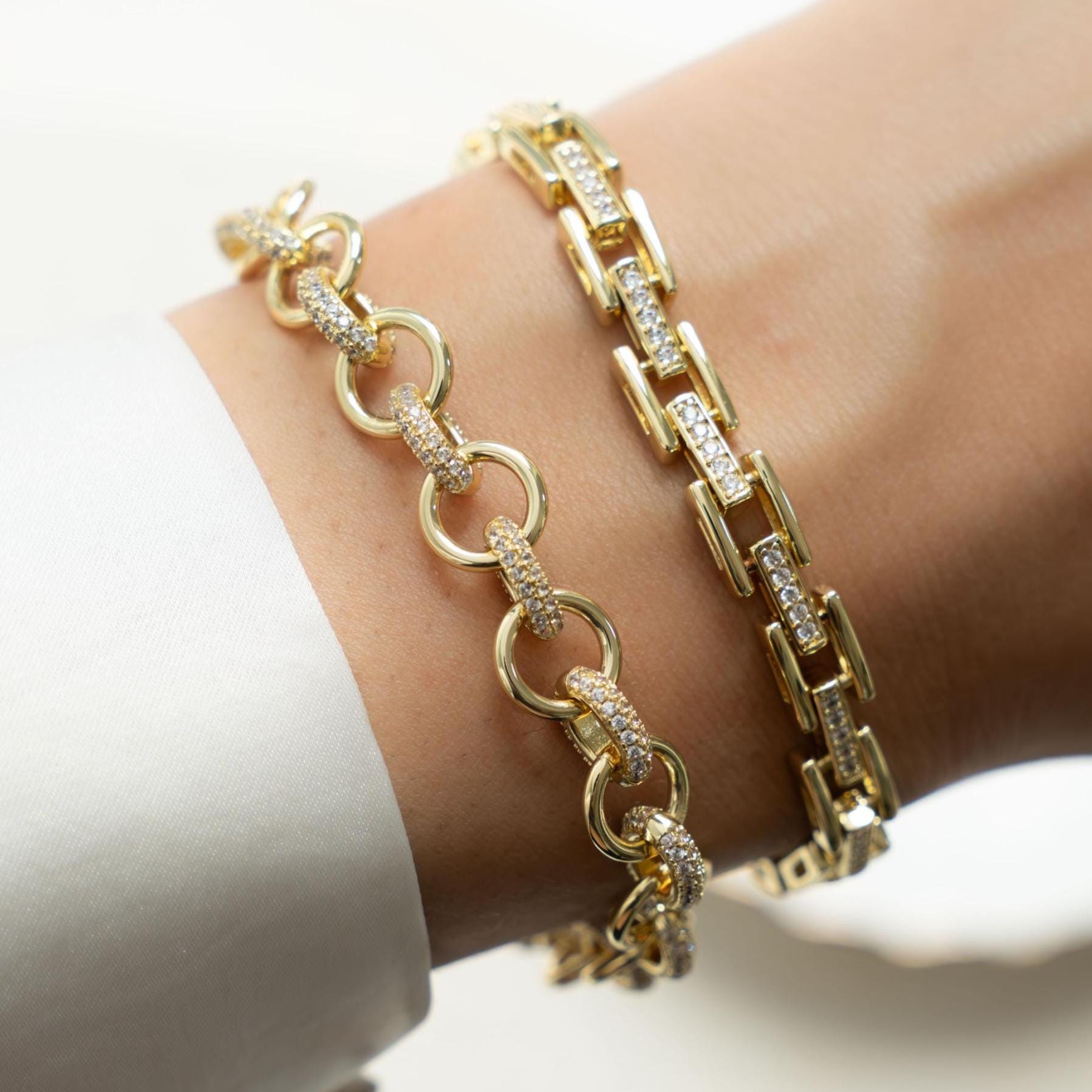 Chain Link Bracelet, Chain Bracelet, Watch Bracelet, Vintage Bracelet, Chunky Bracelet, Diamond Bracelet, Gold Bracelet, Gift For Her