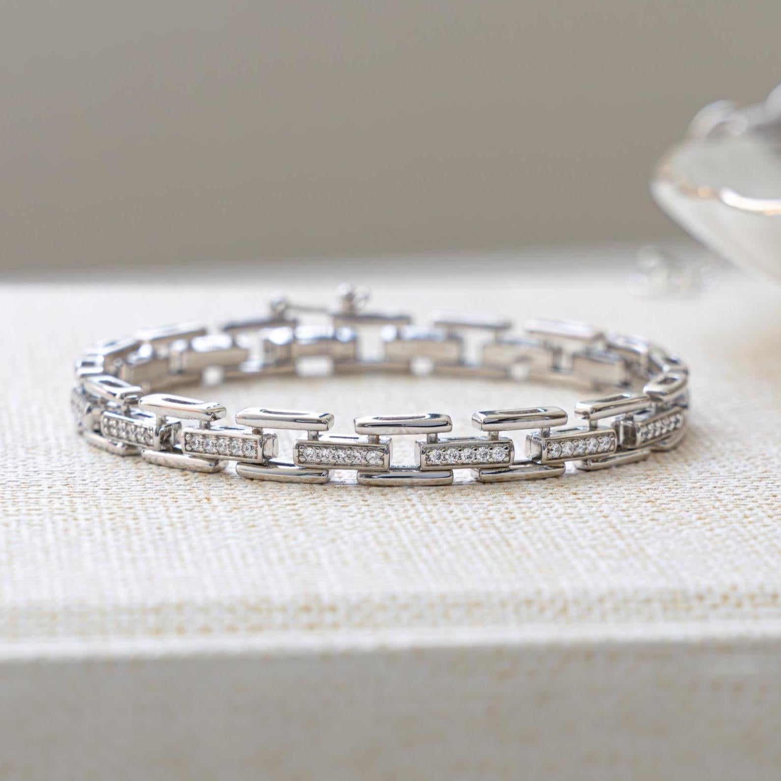Chain Link Bracelet, Chain Bracelet, Watch Bracelet, Vintage Bracelet, Chunky Bracelet, Diamond Bracelet, Gold Bracelet, Gift For Her