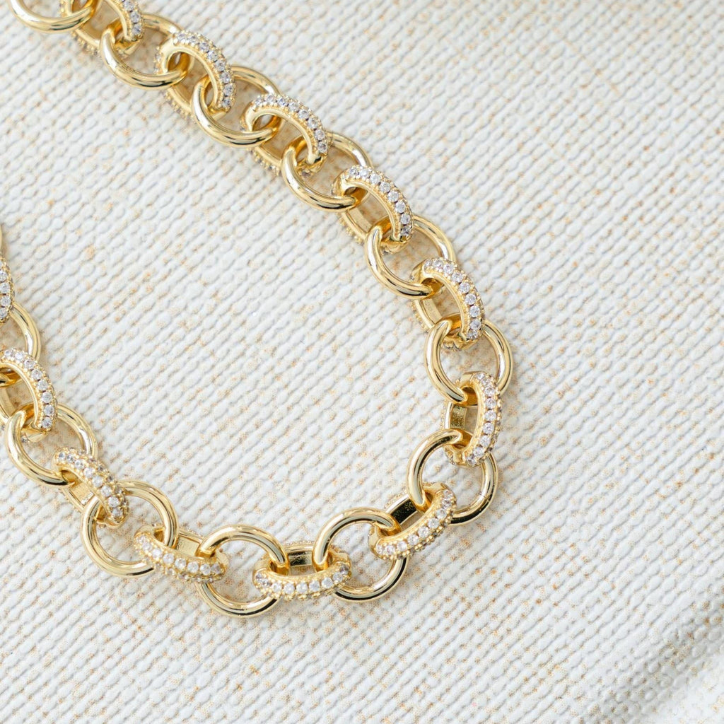 Pavé Chain Link Bracelet, Chain Link Bracelet, Link Bracelet, Chunky Bracelet, Statement Bracelet, Diamond Bracelet, Vintage Bracelet, Gift