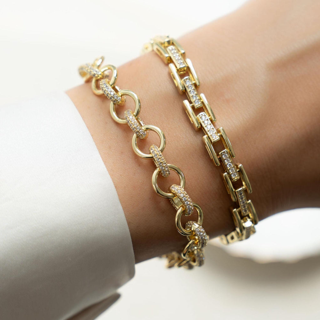 Pavé Chain Link Bracelet, Chain Link Bracelet, Link Bracelet, Chunky Bracelet, Statement Bracelet, Diamond Bracelet, Vintage Bracelet, Gift