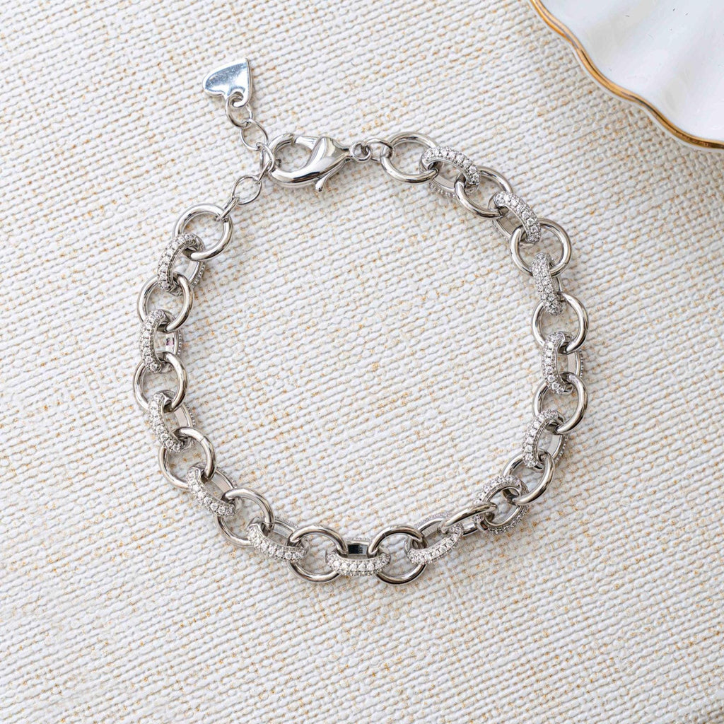 Pavé Chain Link Bracelet, Chain Link Bracelet, Link Bracelet, Chunky Bracelet, Statement Bracelet, Diamond Bracelet, Vintage Bracelet, Gift