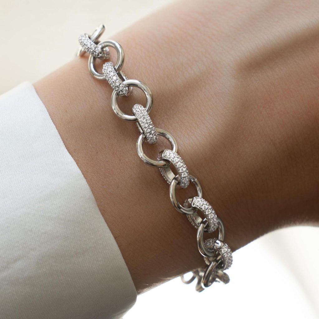 Pavé Chain Link Bracelet, Chain Link Bracelet, Link Bracelet, Chunky Bracelet, Statement Bracelet, Diamond Bracelet, Vintage Bracelet, Gift