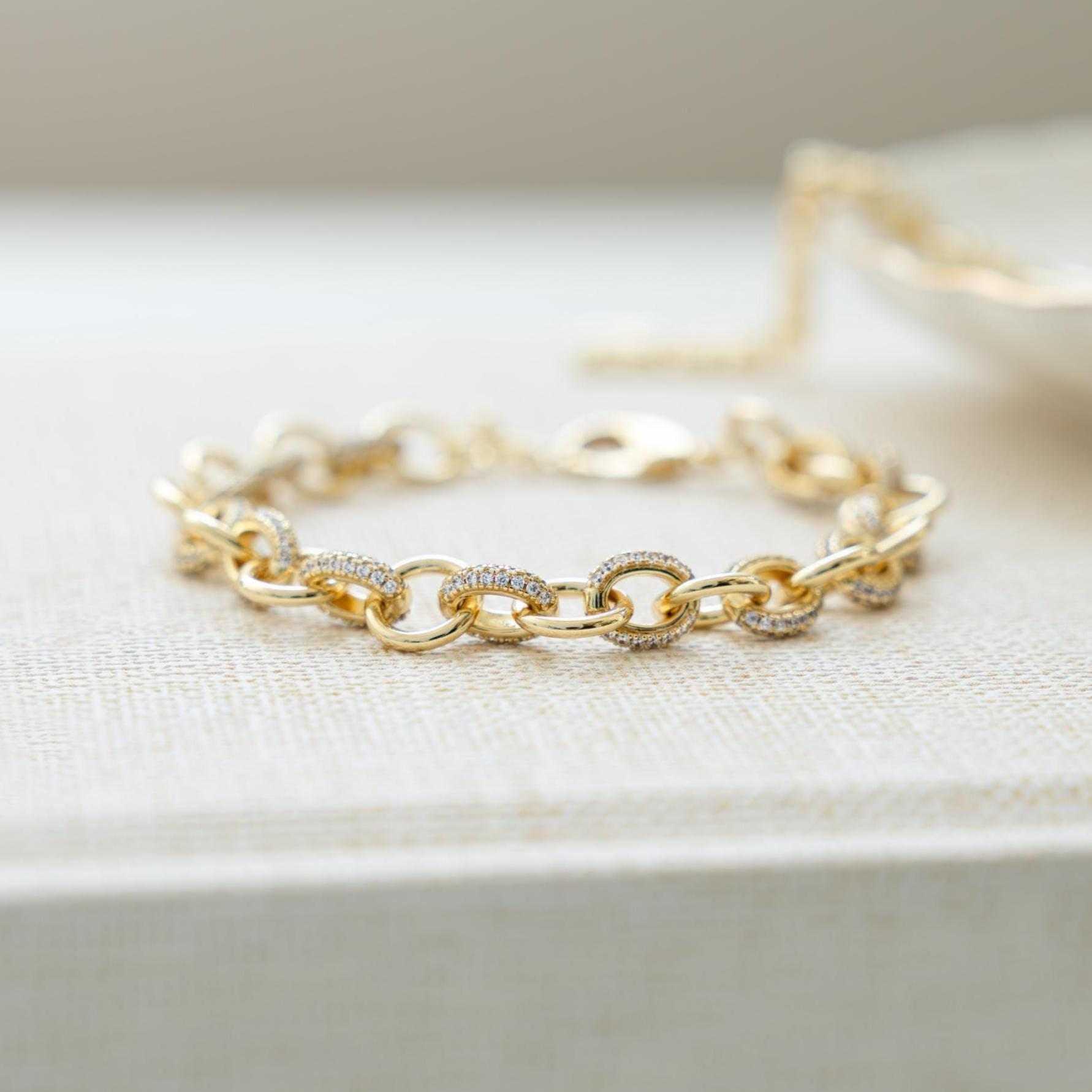 Pavé Chain Link Bracelet, Chain Link Bracelet, Link Bracelet, Chunky Bracelet, Statement Bracelet, Diamond Bracelet, Vintage Bracelet, Gift