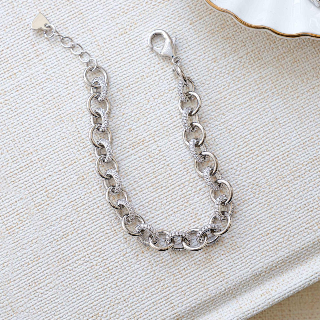 Pavé Chain Link Bracelet, Chain Link Bracelet, Link Bracelet, Chunky Bracelet, Statement Bracelet, Diamond Bracelet, Vintage Bracelet, Gift