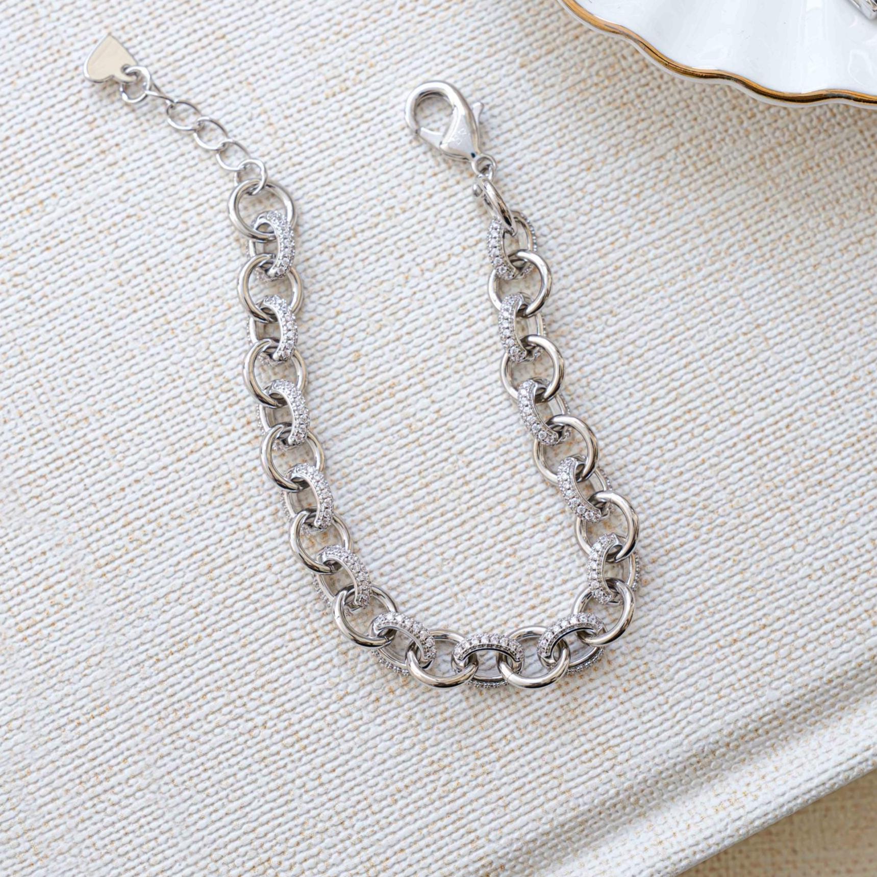Pavé Chain Link Bracelet, Chain Link Bracelet, Link Bracelet, Chunky Bracelet, Statement Bracelet, Diamond Bracelet, Vintage Bracelet, Gift