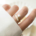 Pearl Ring, Baguette Ring, Wrap Ring, Summer Jewelry, Dainty Ring, Minimalist Ring, Pearl Jewelry, Wedding Jewelry, Spiral Ring Gift for Her