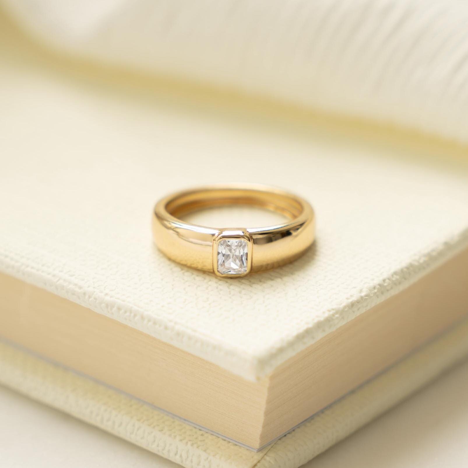 Baguette Ring, Statement Ring, Diamond Ring, Chunky Ring, Statement Jewelry, Sterling Silver Ring, Gold Ring, Gift For Her, Anniversary Gift