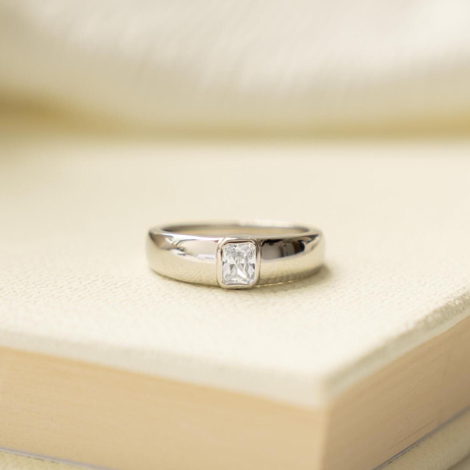Baguette Ring, Statement Ring, Diamond Ring, Chunky Ring, Statement Jewelry, Sterling Silver Ring, Gold Ring, Gift For Her, Anniversary Gift