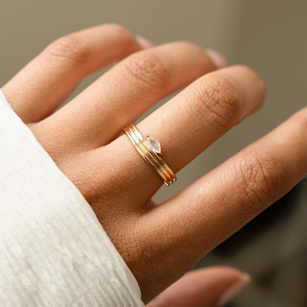 Marquise Ring, Dainty Ring, CZ Ring, Minimalist Ring, Stacking Ring, Gold Ring, Promise Ring, Sterling Silver Ring, Gift For Her Trendy Ring