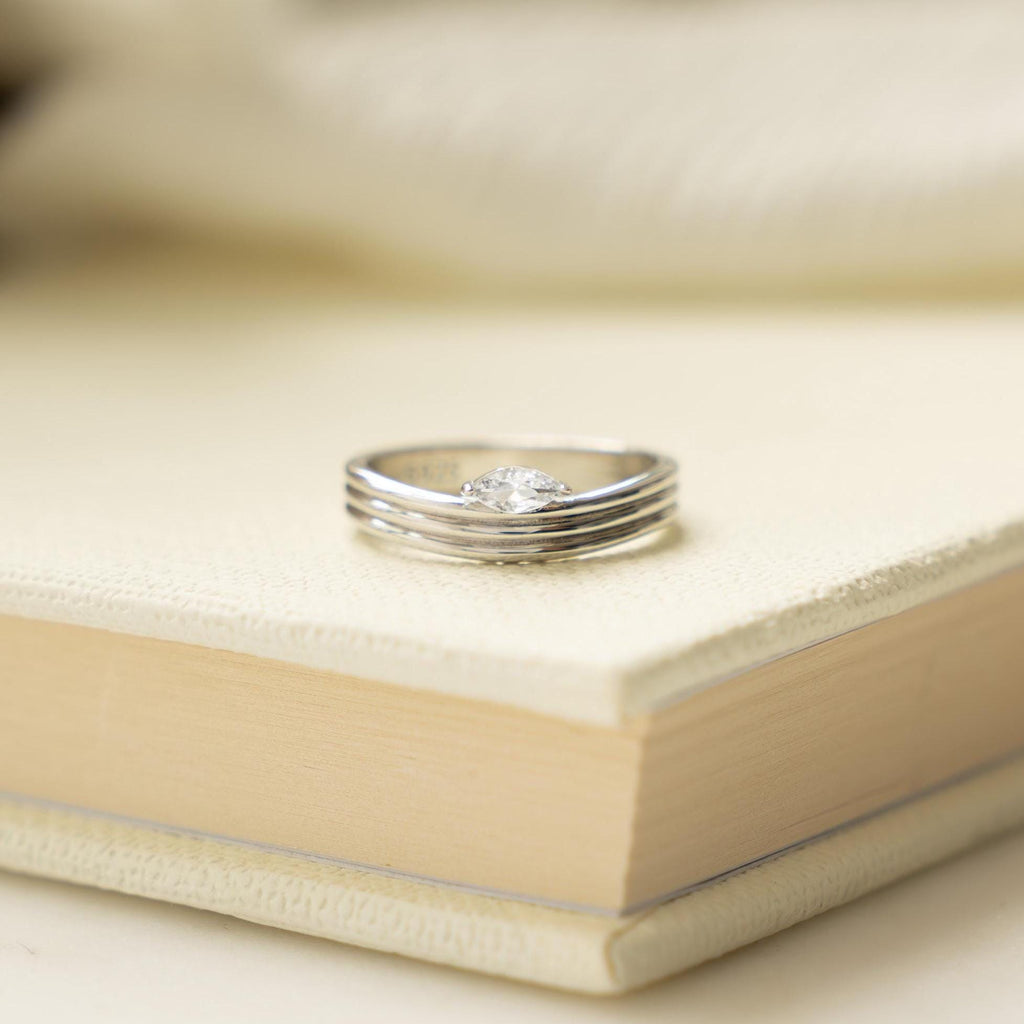 Marquise Ring, Dainty Ring, CZ Ring, Minimalist Ring, Stacking Ring, Gold Ring, Promise Ring, Sterling Silver Ring, Gift For Her Trendy Ring