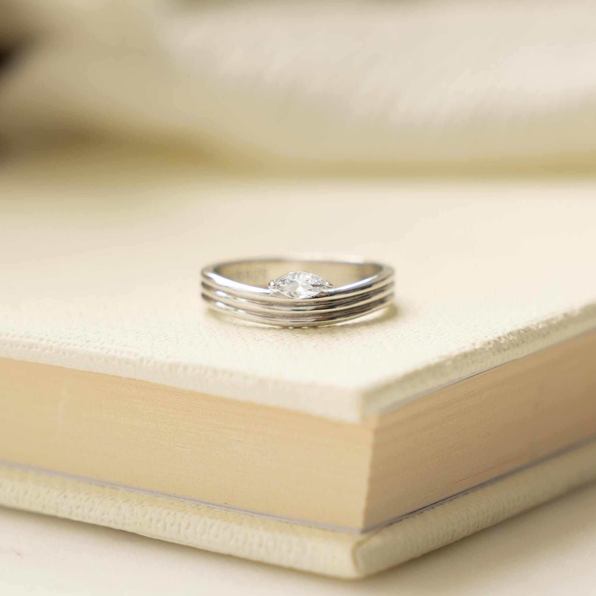 Marquise Ring, Dainty Ring, CZ Ring, Minimalist Ring, Stacking Ring, Gold Ring, Promise Ring, Sterling Silver Ring, Gift For Her Trendy Ring