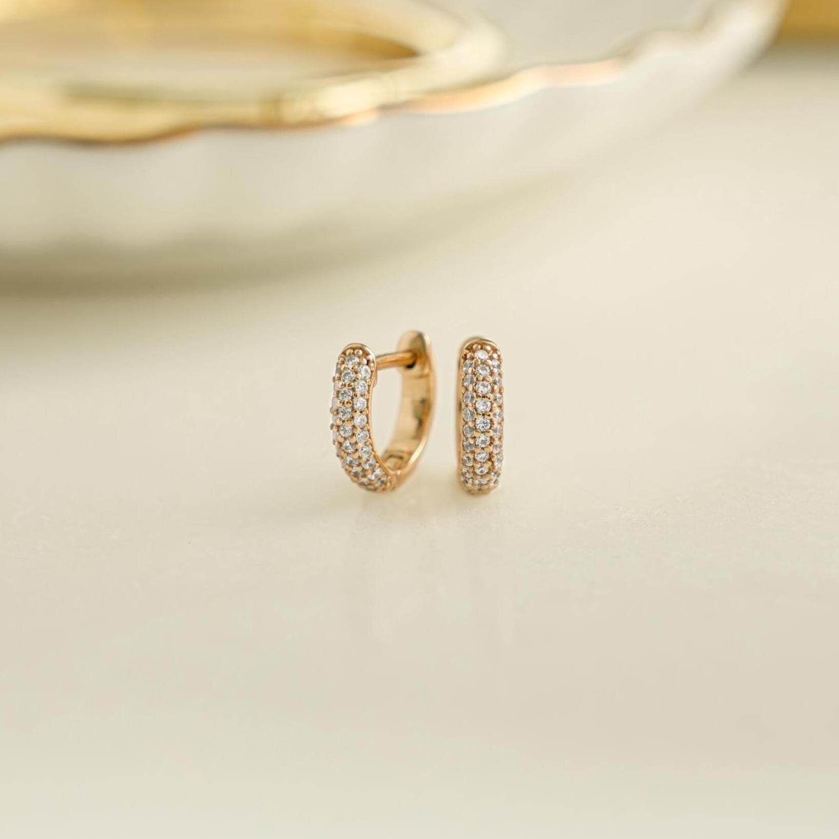 Small Hoop Earrings, Huggie Hoop Earrings, Minimalist Earrings, Diamond Earrings, Tiny CZ Hoop Earrings, Cartilage Earrings, Gift for Her