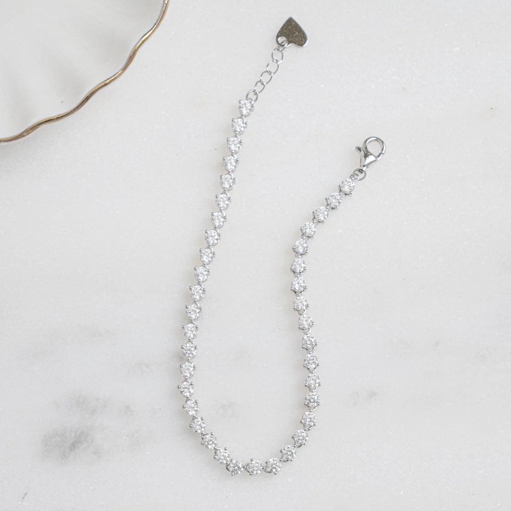 Tennis Bracelet, Diamond Bracelet, Bridal Jewelry, Bridesmaid Jewelry, Stacking Bracelet, Gift For Her, Adjustable Bracelet
