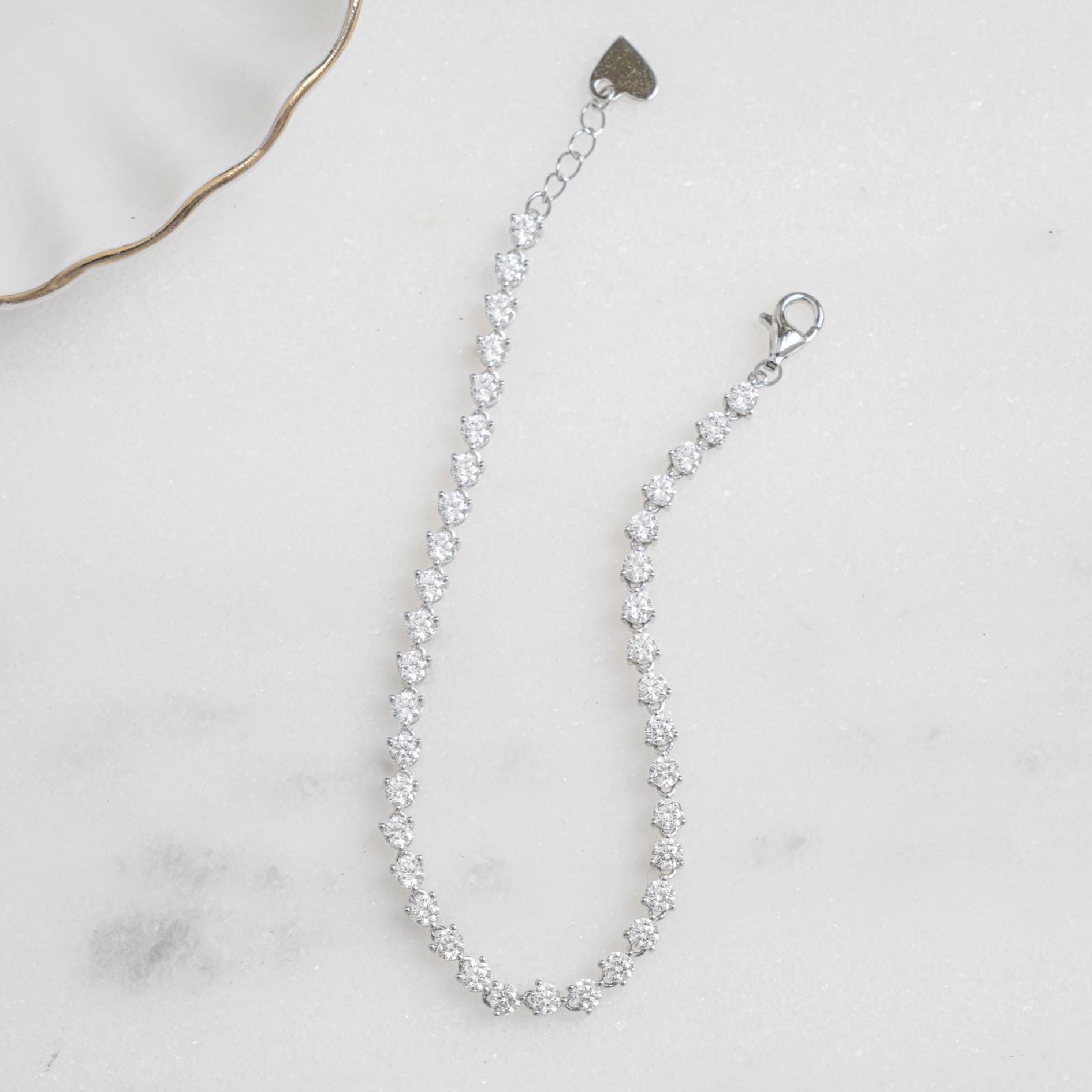 Tennis Bracelet, Diamond Bracelet, Bridal Jewelry, Bridesmaid Jewelry, Stacking Bracelet, Gift For Her, Adjustable Bracelet