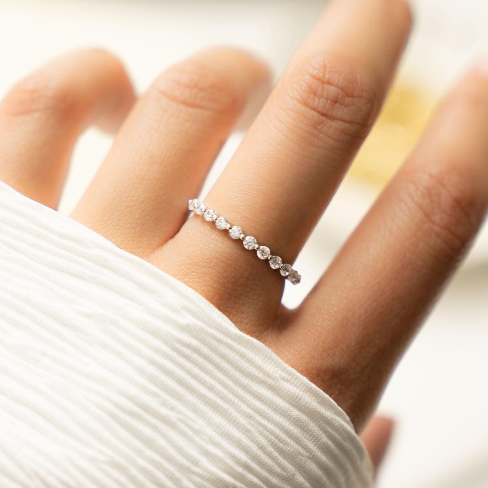Diamond Ring, Dainty Ring, Sterling Silver Ring, Promise Ring, Gift For Her, Stackable Rings, Wedding Band