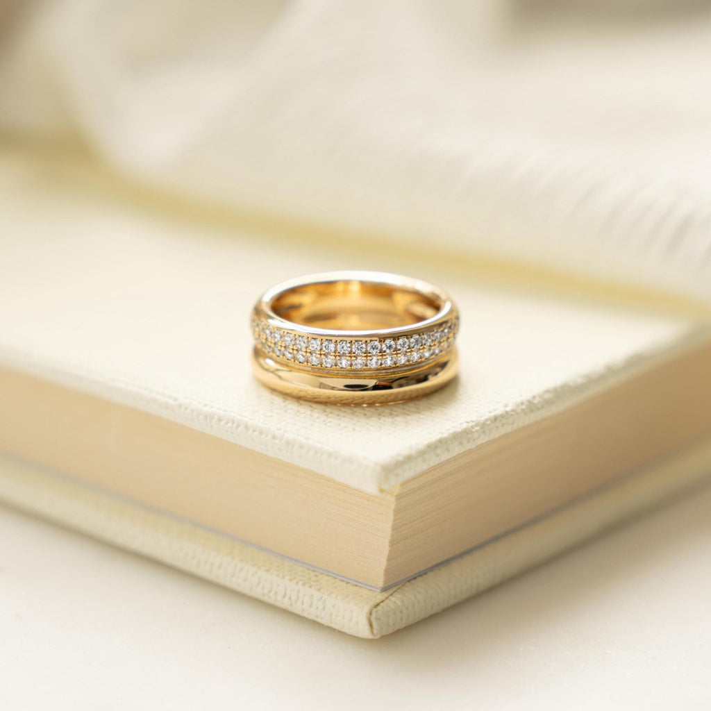 Double Band Ring, Chunky Ring, Cubic Zirconia Ring, Statement Jewelry, Diamond Band, Sterling Silver Ring, Thick Gold Ring, Gift For Her