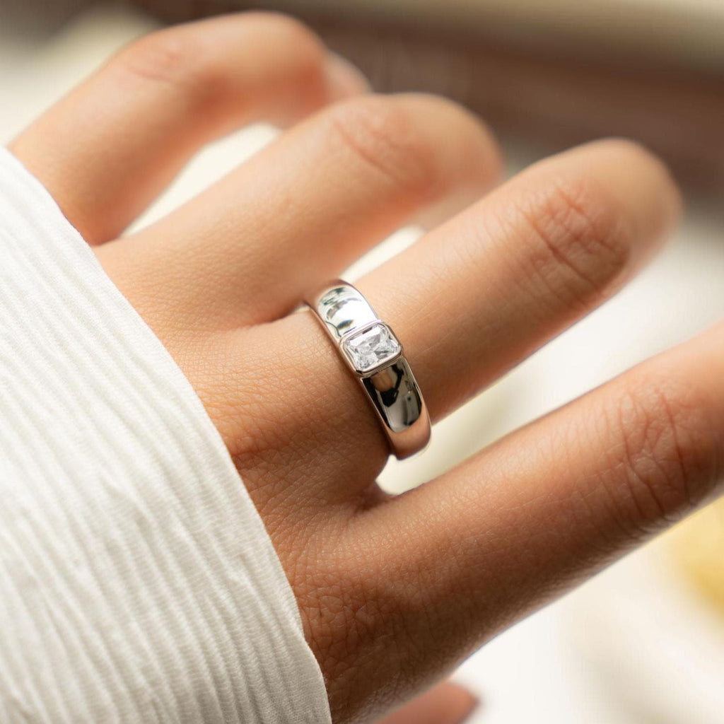Baguette Ring, Statement Ring, Diamond Ring, Chunky Ring, Statement Jewelry, Sterling Silver Ring, Gold Ring, Gift For Her, Anniversary Gift