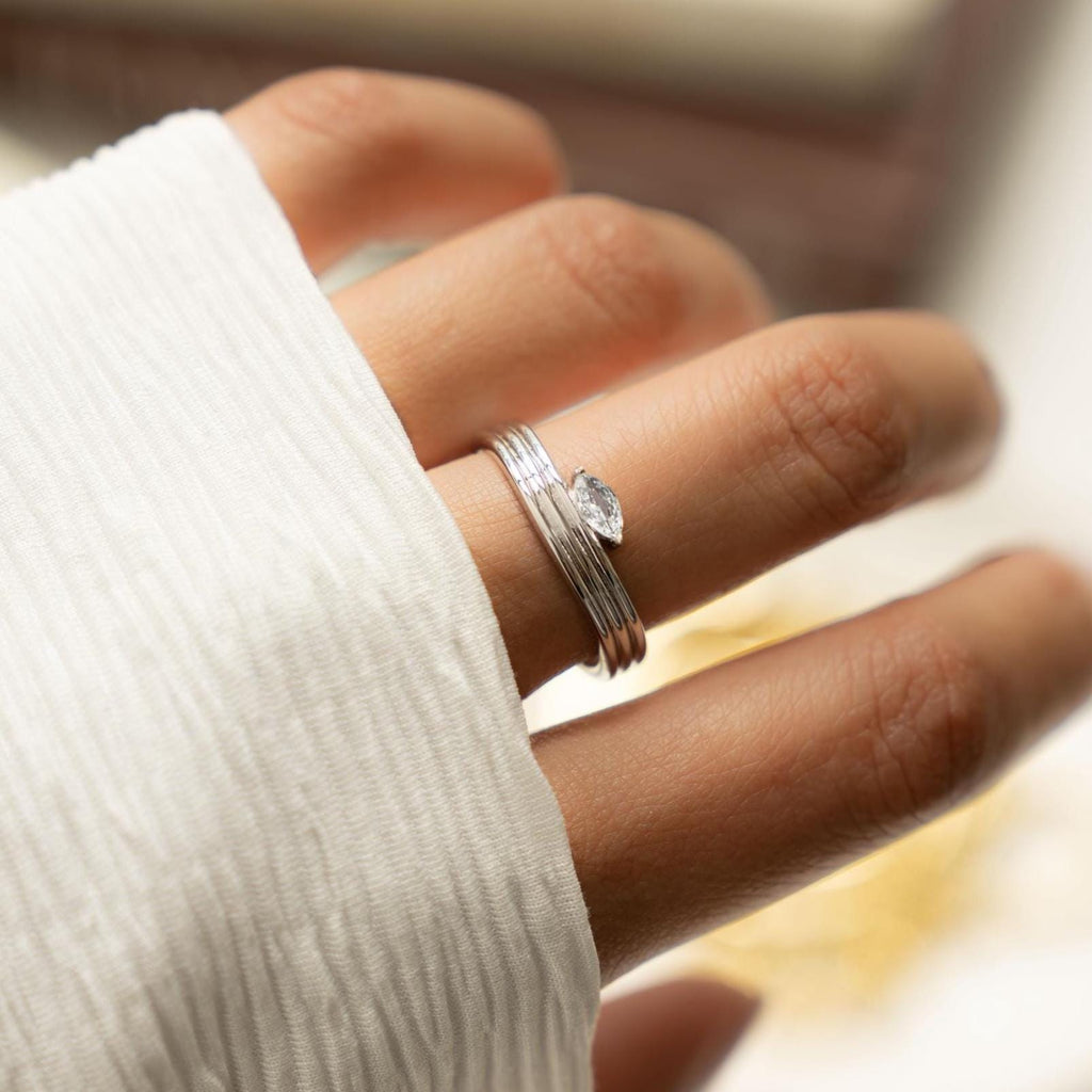 Marquise Ring, Dainty Ring, CZ Ring, Minimalist Ring, Stacking Ring, Gold Ring, Promise Ring, Sterling Silver Ring, Gift For Her Trendy Ring