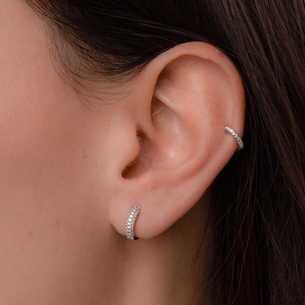 Small Hoop Earrings, Huggie Hoop Earrings, Minimalist Earrings, Diamond Earrings, Tiny CZ Hoop Earrings, Cartilage Earrings, Gift for Her