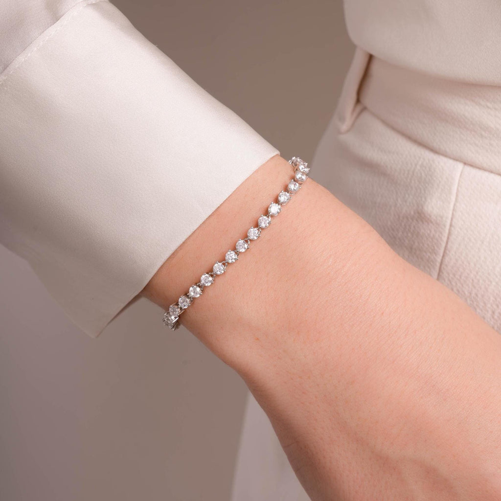 Tennis Bracelet, Diamond Bracelet, Bridal Jewelry, Bridesmaid Jewelry, Stacking Bracelet, Gift For Her, Adjustable Bracelet