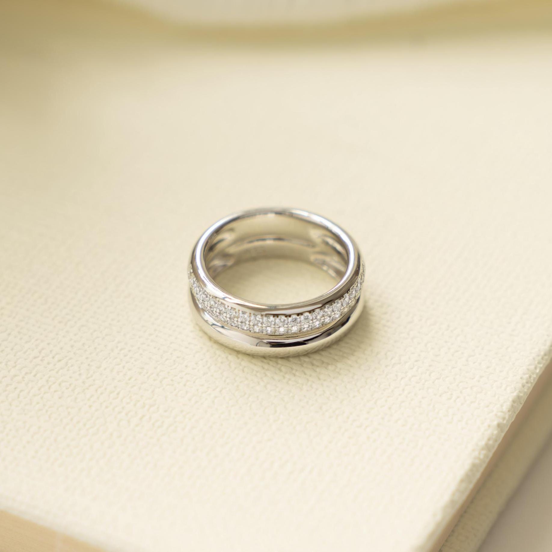 Double Band Ring, Chunky Ring, Cubic Zirconia Ring, Statement Jewelry, Diamond Band, Sterling Silver Ring, Thick Gold Ring, Gift For Her