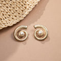 Drop Earring, Statement Earring, Pearl Earrings, Spiral Earrings, Gold and Pearl Earrings, Boho Earring, Big Pearl Earrings, Gift For Her