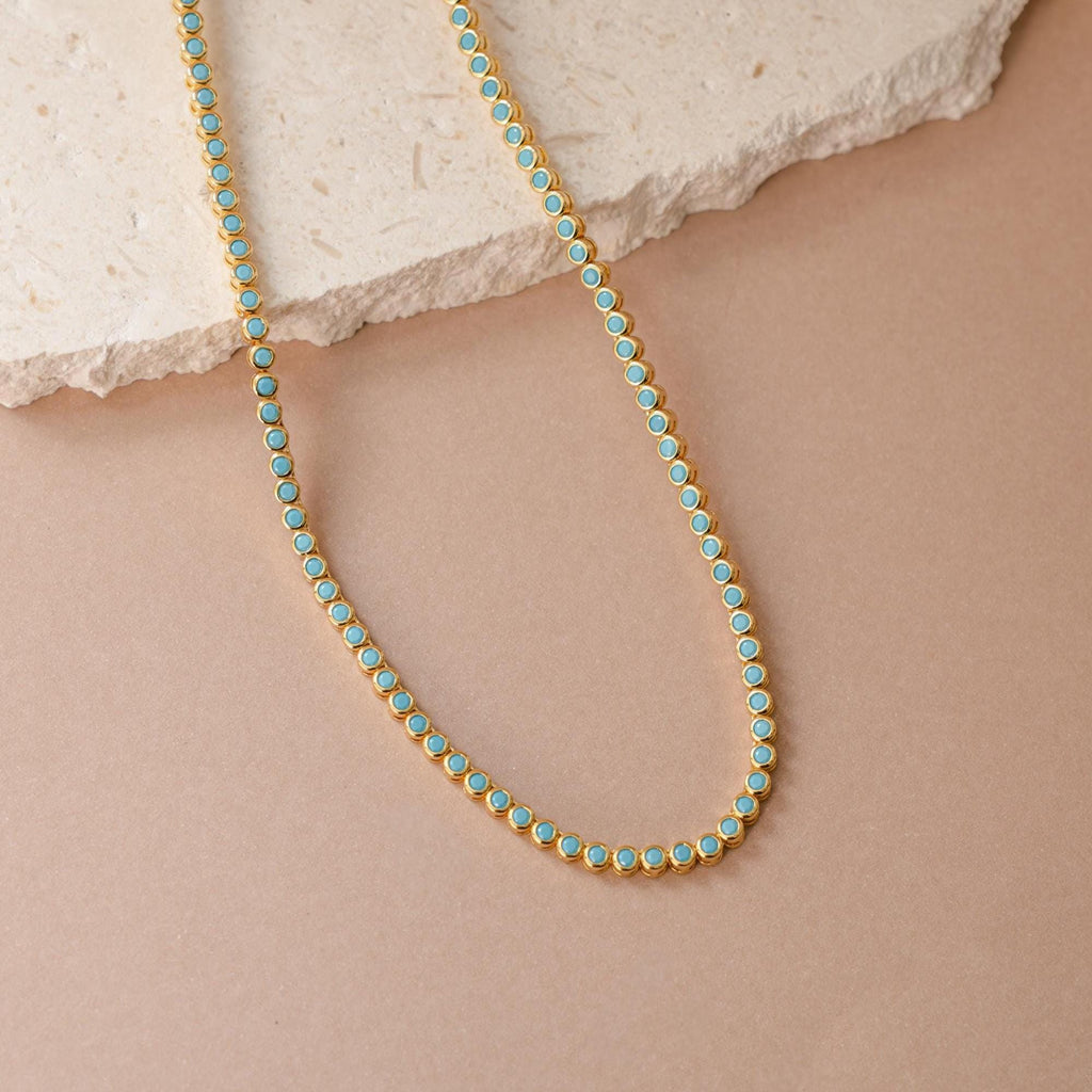 Turquoise Necklace, Tennis Necklace, Layering Necklace, Turquoise Jewelry, Dainty Jewelry, Summer Jewelry, Bridesmaid Gift, Gift for Her