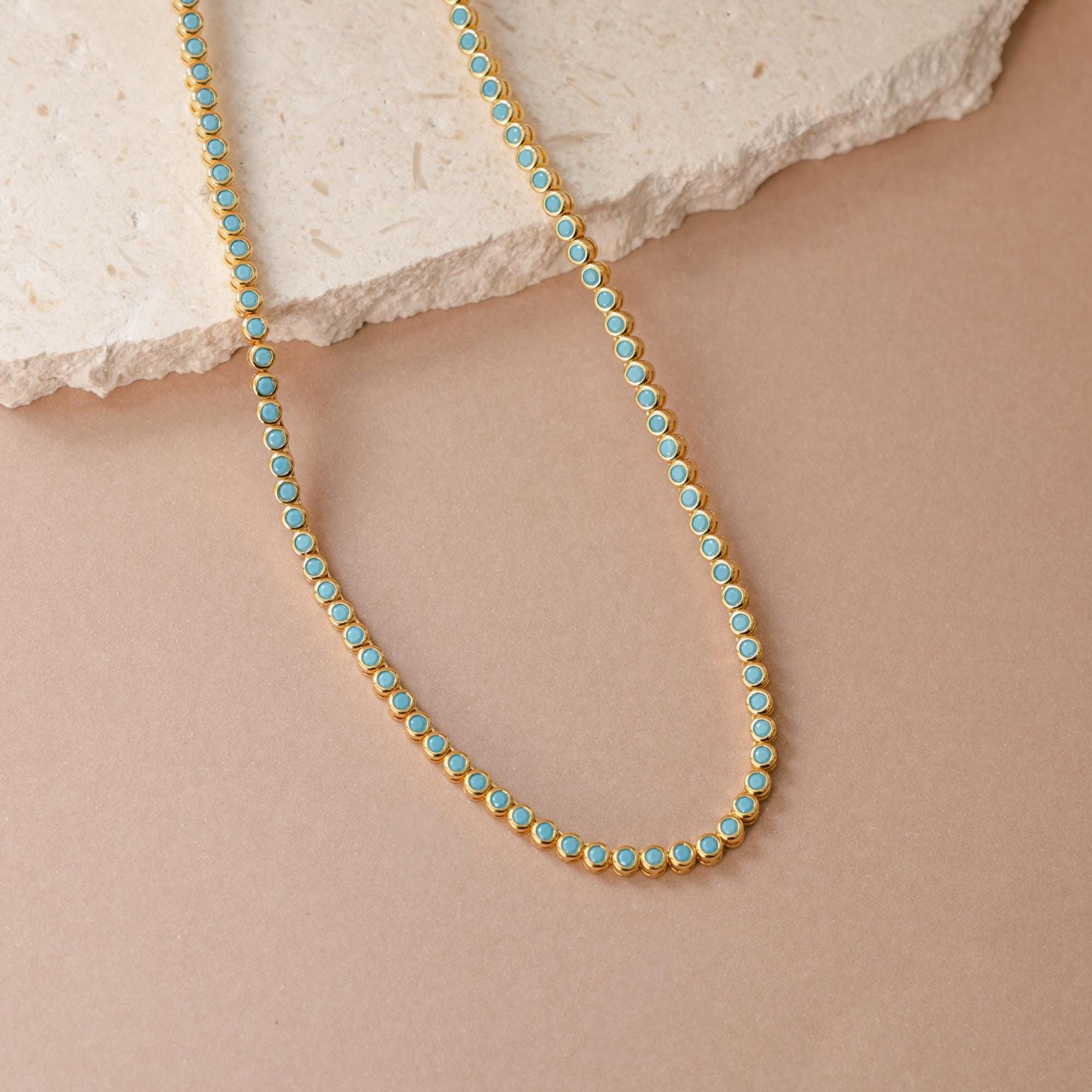 Turquoise Necklace, Tennis Necklace, Layering Necklace, Turquoise Jewelry, Dainty Jewelry, Summer Jewelry, Bridesmaid Gift, Gift for Her