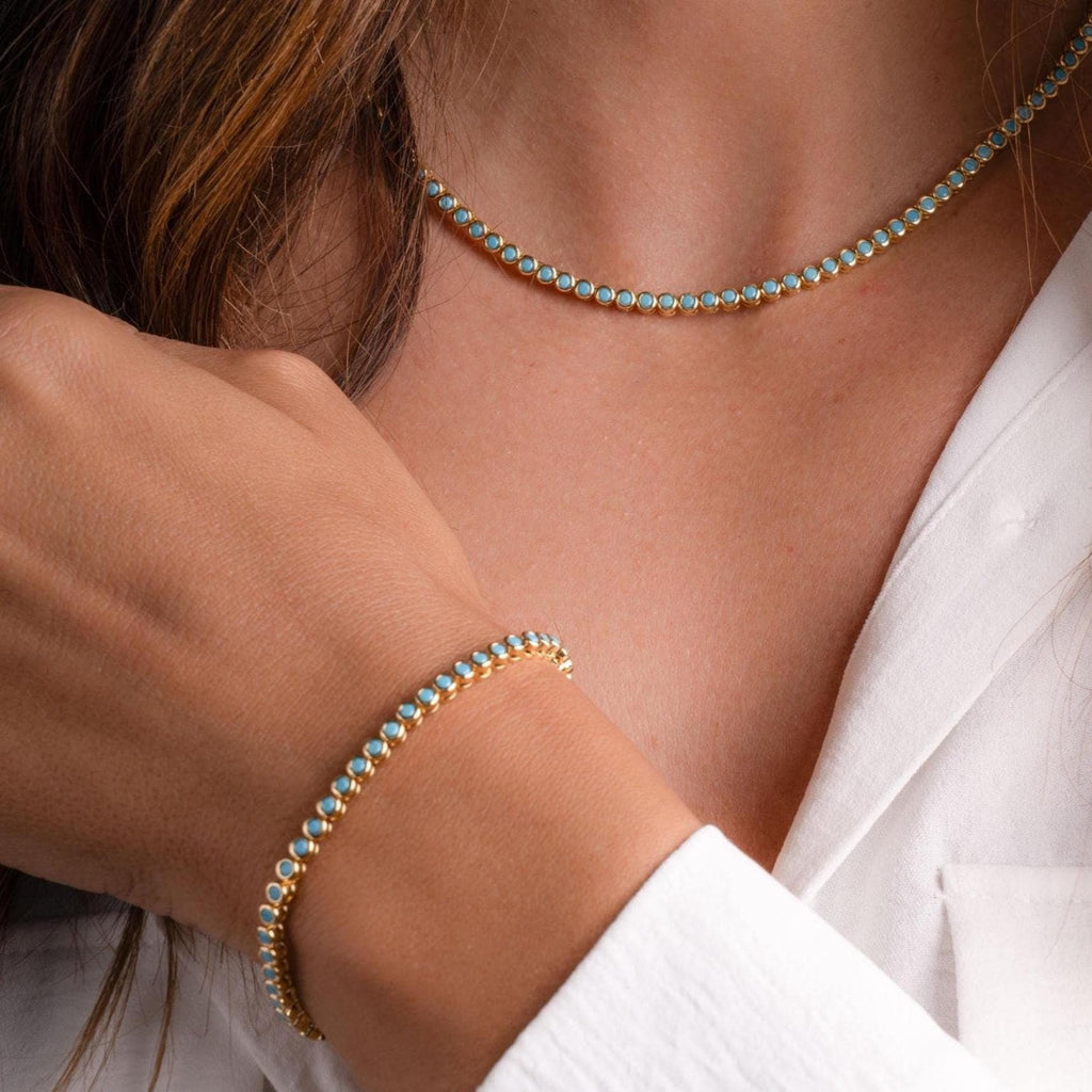 Turquoise Necklace, Tennis Necklace, Layering Necklace, Turquoise Jewelry, Dainty Jewelry, Summer Jewelry, Bridesmaid Gift, Gift for Her