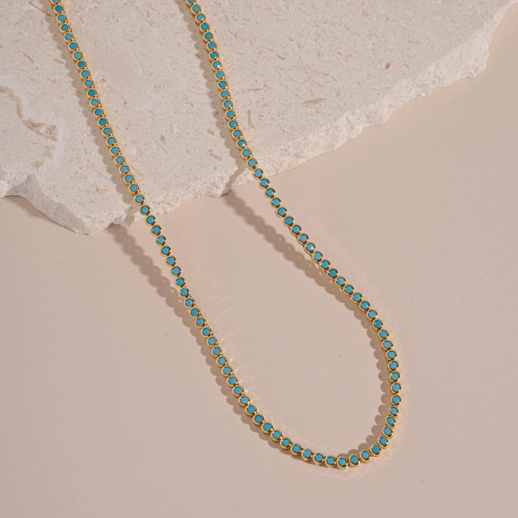 Turquoise Tennis Necklace, Layering Necklace, Turquoise Jewelry, Dainty Jewelry, Summer Jewelry, Bridesmaid Gift, Gift for Her