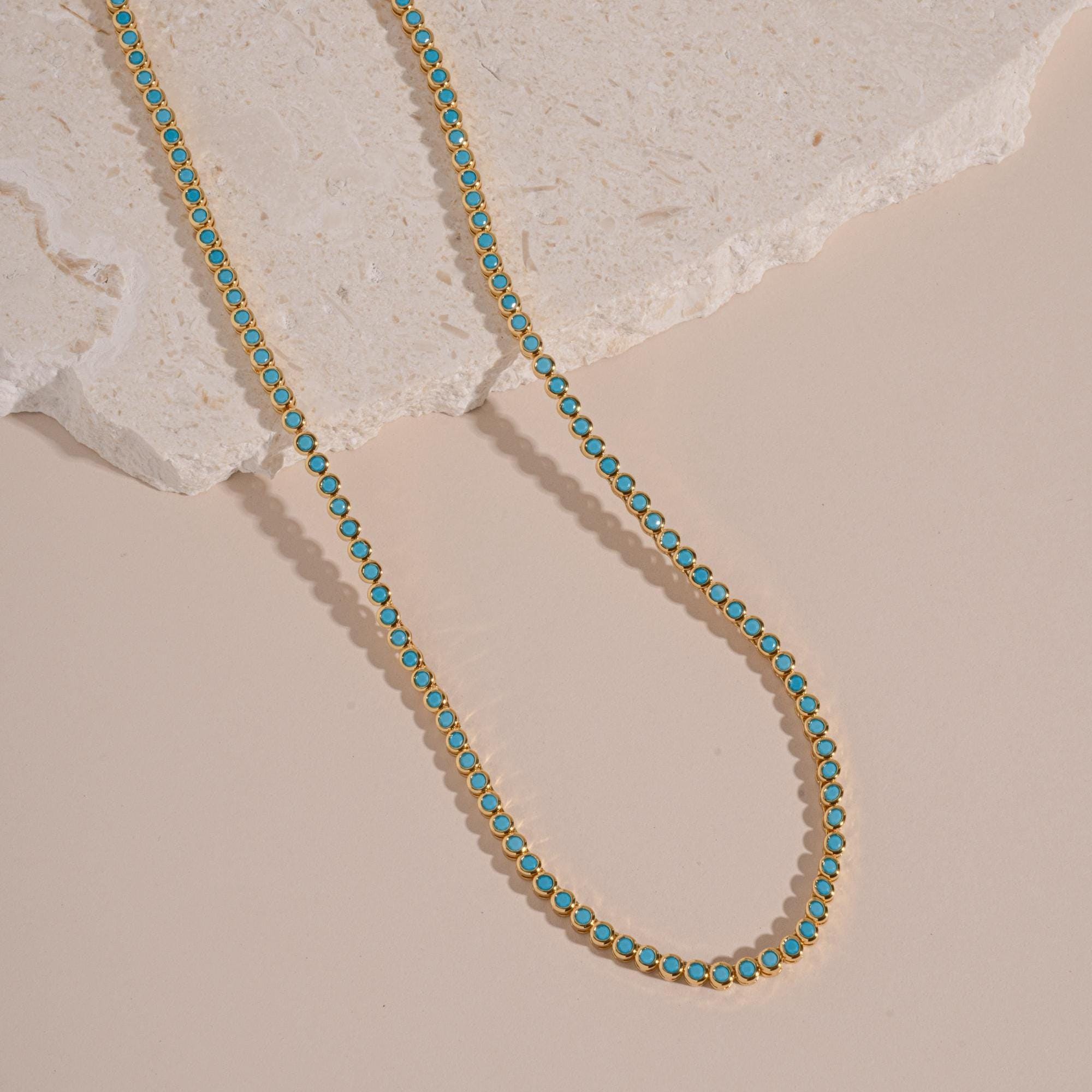 Turquoise Necklace, Tennis Necklace, Layering Necklace, Turquoise Jewelry, Dainty Jewelry, Summer Jewelry, Bridesmaid Gift, Gift for Her