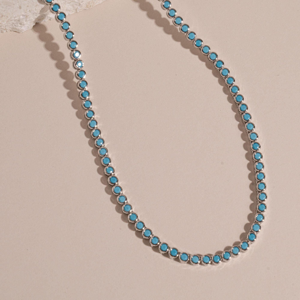 Turquoise Tennis Necklace, Layering Necklace, Turquoise Jewelry, Dainty Jewelry, Summer Jewelry, Bridesmaid Gift, Gift for Her