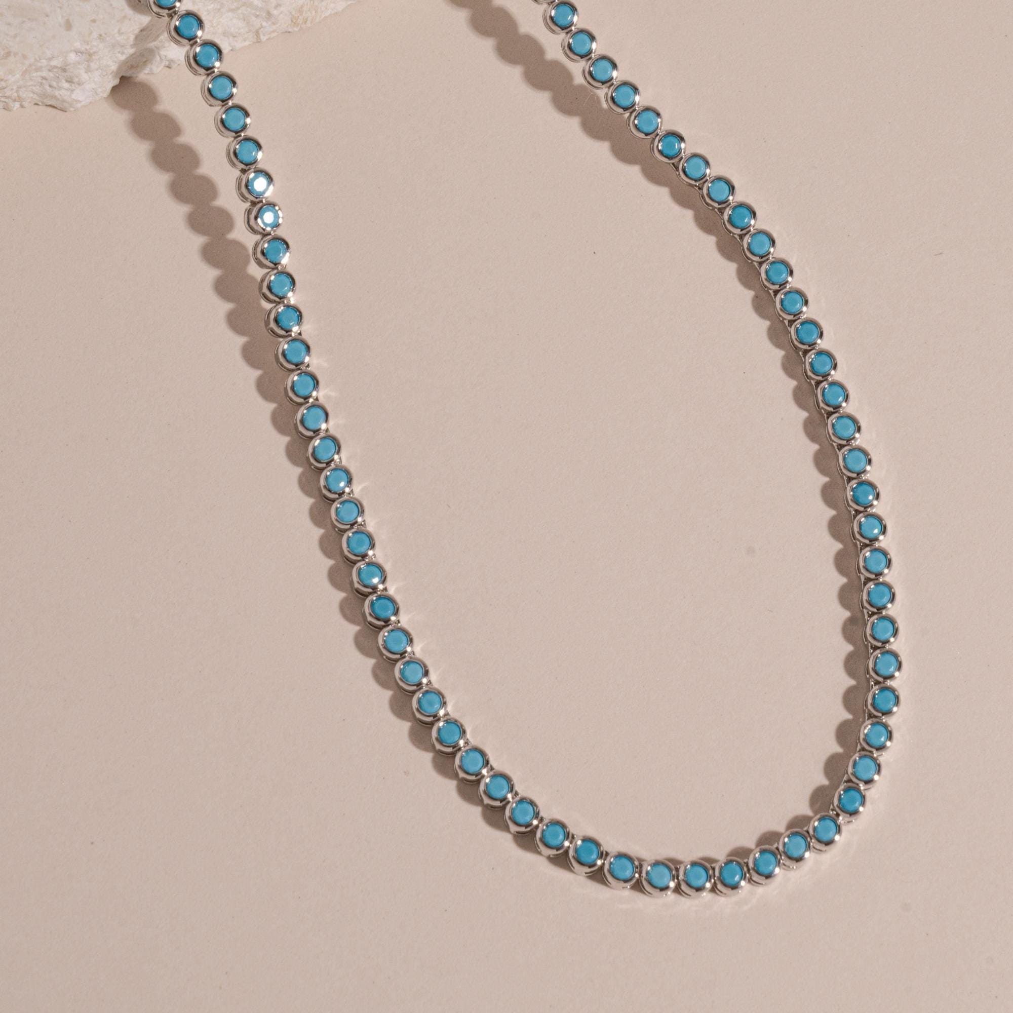 Turquoise Necklace, Tennis Necklace, Layering Necklace, Turquoise Jewelry, Dainty Jewelry, Summer Jewelry, Bridesmaid Gift, Gift for Her