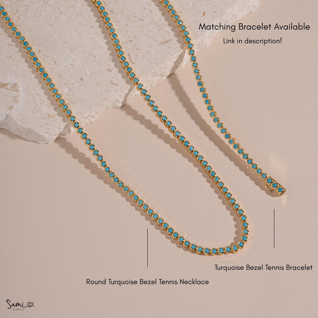 Turquoise Tennis Necklace, Layering Necklace, Turquoise Jewelry, Dainty Jewelry, Summer Jewelry, Bridesmaid Gift, Gift for Her