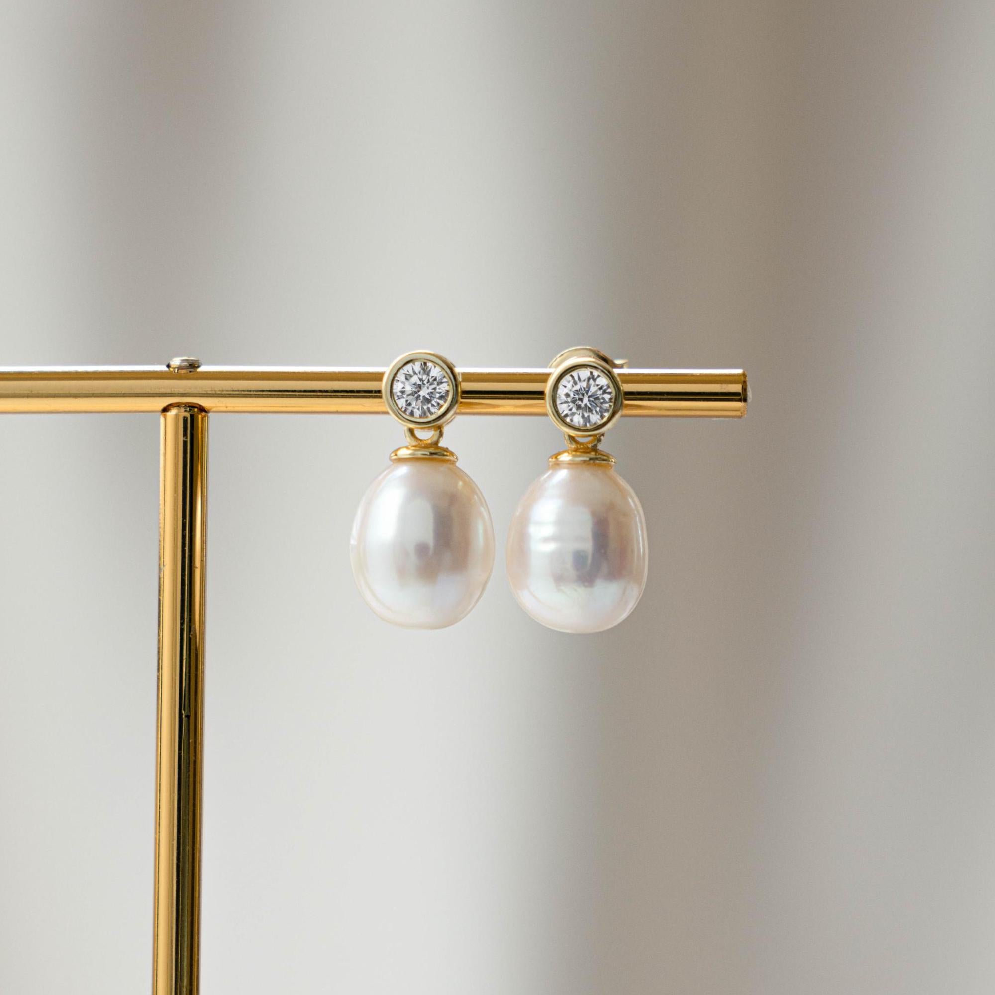 Pearl Earrings, Dangle Earrings, Diamond Stud Earrings, Pearl Jewelry, Drop Earring, Organic Earrings, Bridesmaid Gift, Gift for Her