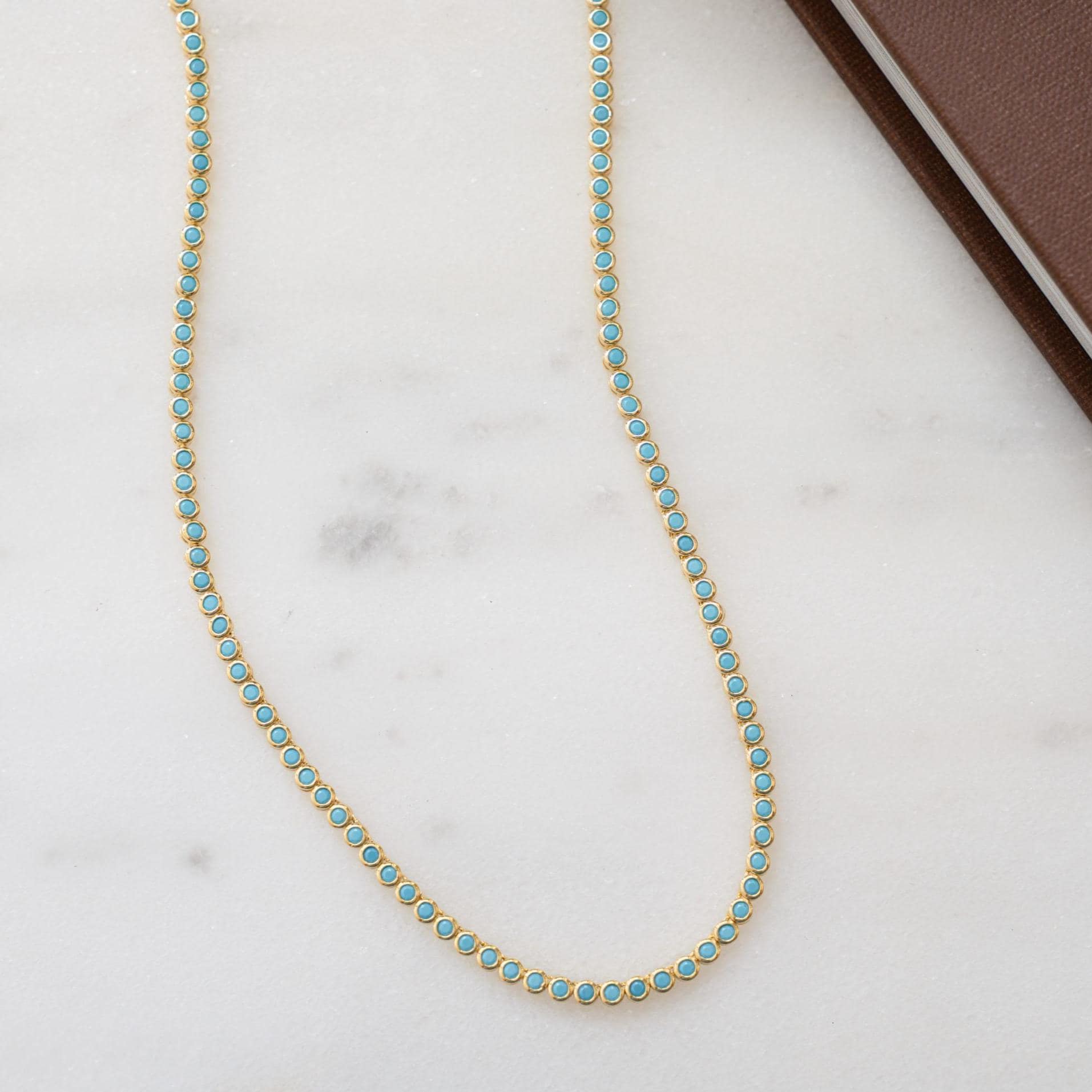 Turquoise Tennis Necklace, Layering Necklace, Turquoise Jewelry, Dainty Jewelry, Summer Jewelry, Bridesmaid Gift, Gift for Her