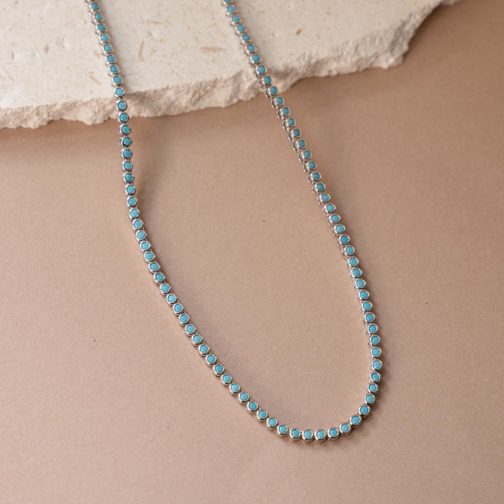 Turquoise Tennis Necklace, Layering Necklace, Turquoise Jewelry, Dainty Jewelry, Summer Jewelry, Bridesmaid Gift, Gift for Her