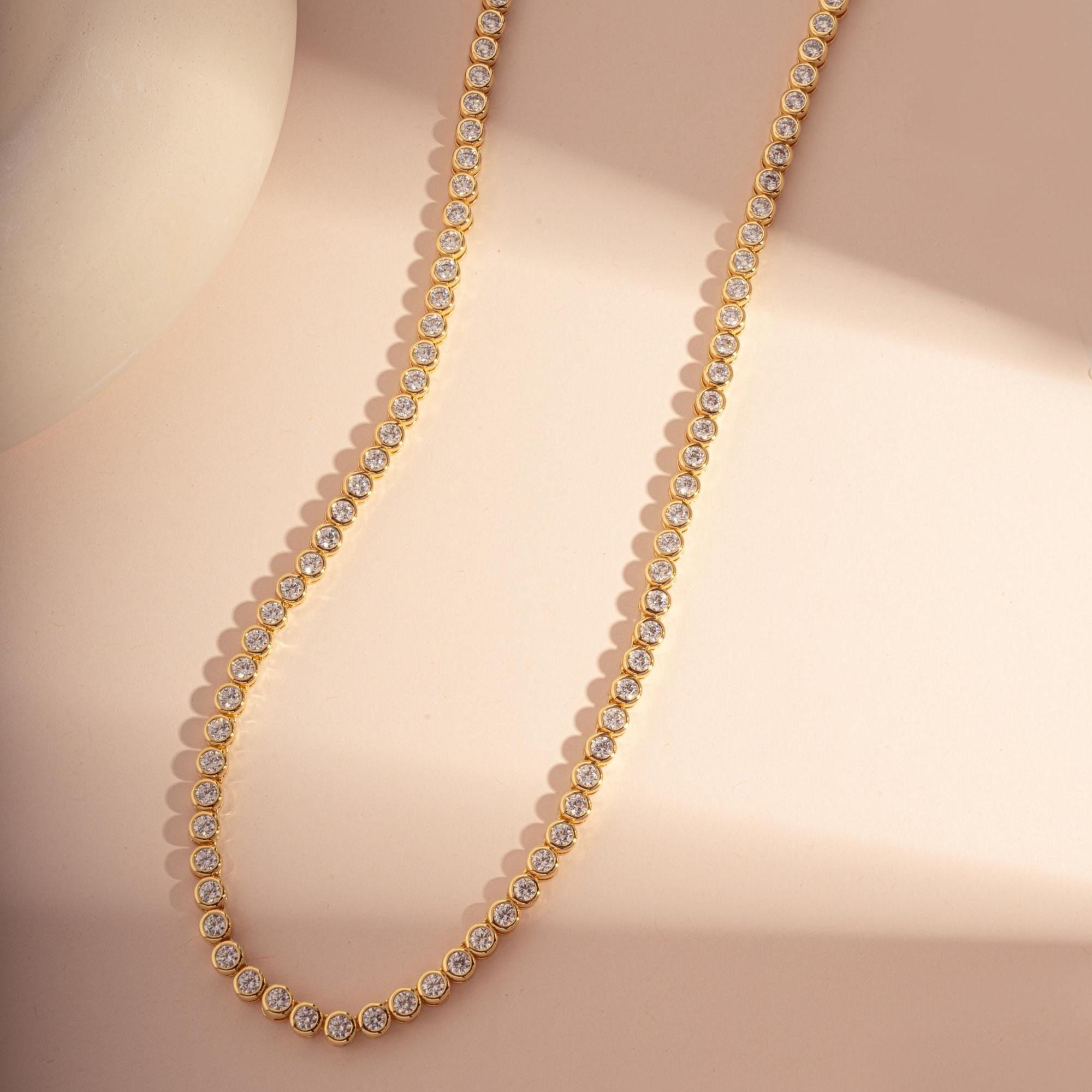 3mm Handmade Tennis Necklace, Diamond Tennis Necklace, Layering Necklace, Tennis Chain, Bridal Jewelry, Gift for Her, Wedding Necklace
