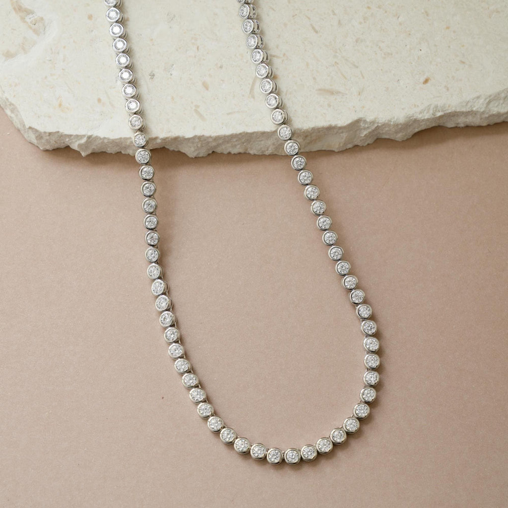 3mm Handmade Tennis Necklace, Diamond Tennis Necklace, Layering Necklace, Tennis Chain, Bridal Jewelry, Gift for Her, Wedding Necklace
