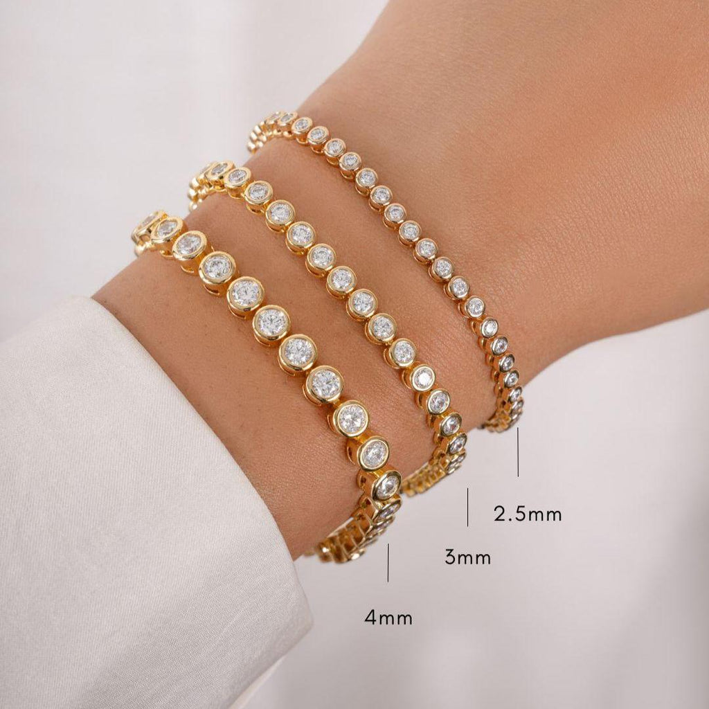 Handmade Tennis Bracelet, Diamond Bracelet, Bezel Tennis Bracelet, Tennis Chain, Gold Stackable Bracelet, Bridal Jewelry, Gift for Her