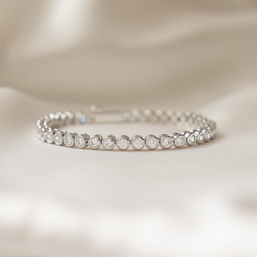 Handmade Tennis Bracelet, Diamond Bracelet, Bezel Tennis Bracelet, Tennis Chain, Gold Stackable Bracelet, Bridal Jewelry, Gift for Her