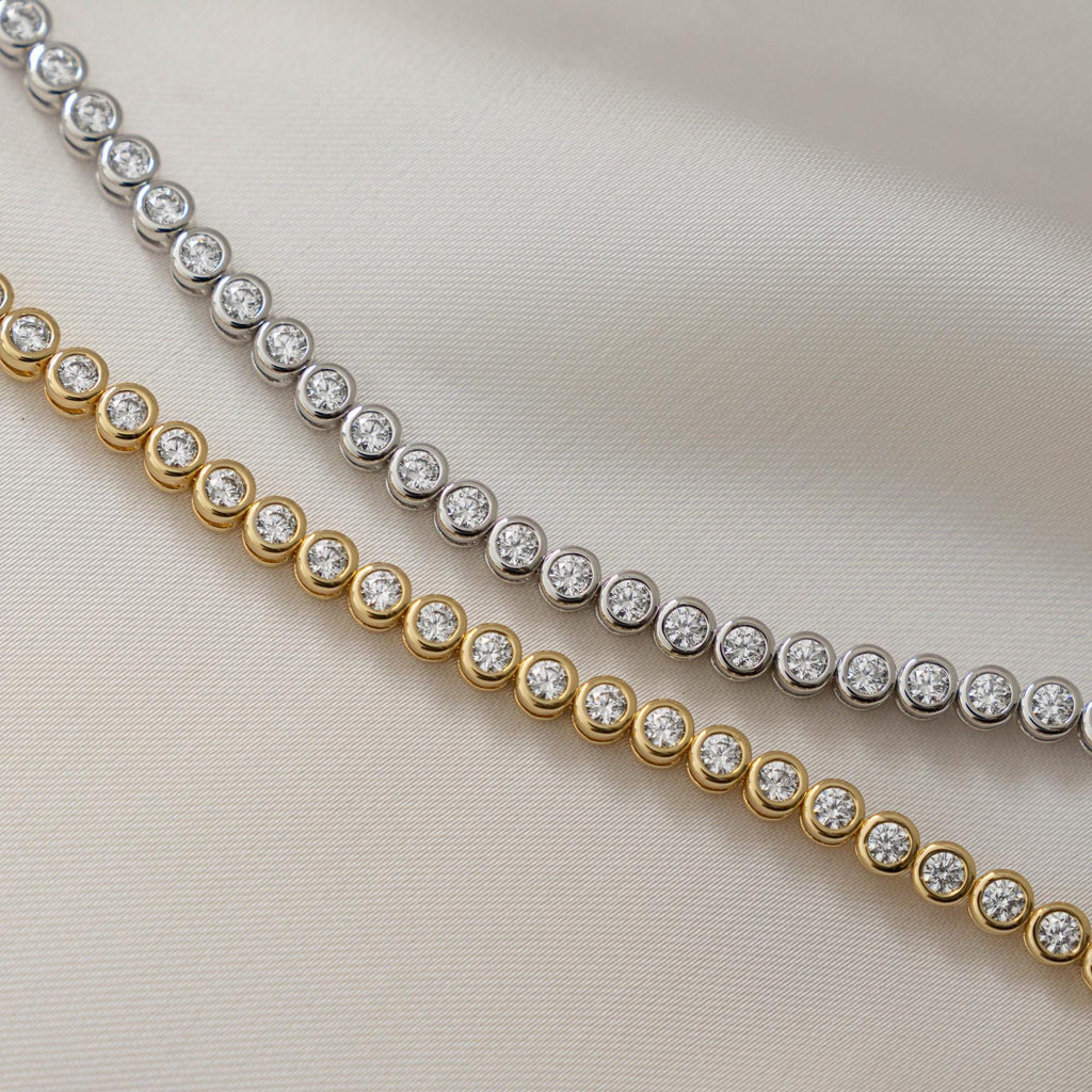 Handmade Tennis Bracelet, Diamond Bracelet, Bezel Tennis Bracelet, Tennis Chain, Gold Stackable Bracelet, Bridal Jewelry, Gift for Her