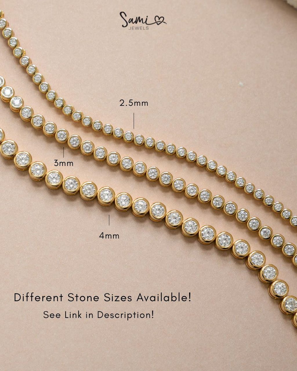 Handmade Bezel Tennis Bracelet, Statement Bracelet, Stackable Bracelet, Wedding Jewelry, Bridal Jewelry, Bridesmaid Gift for Her, 4mm Bezel