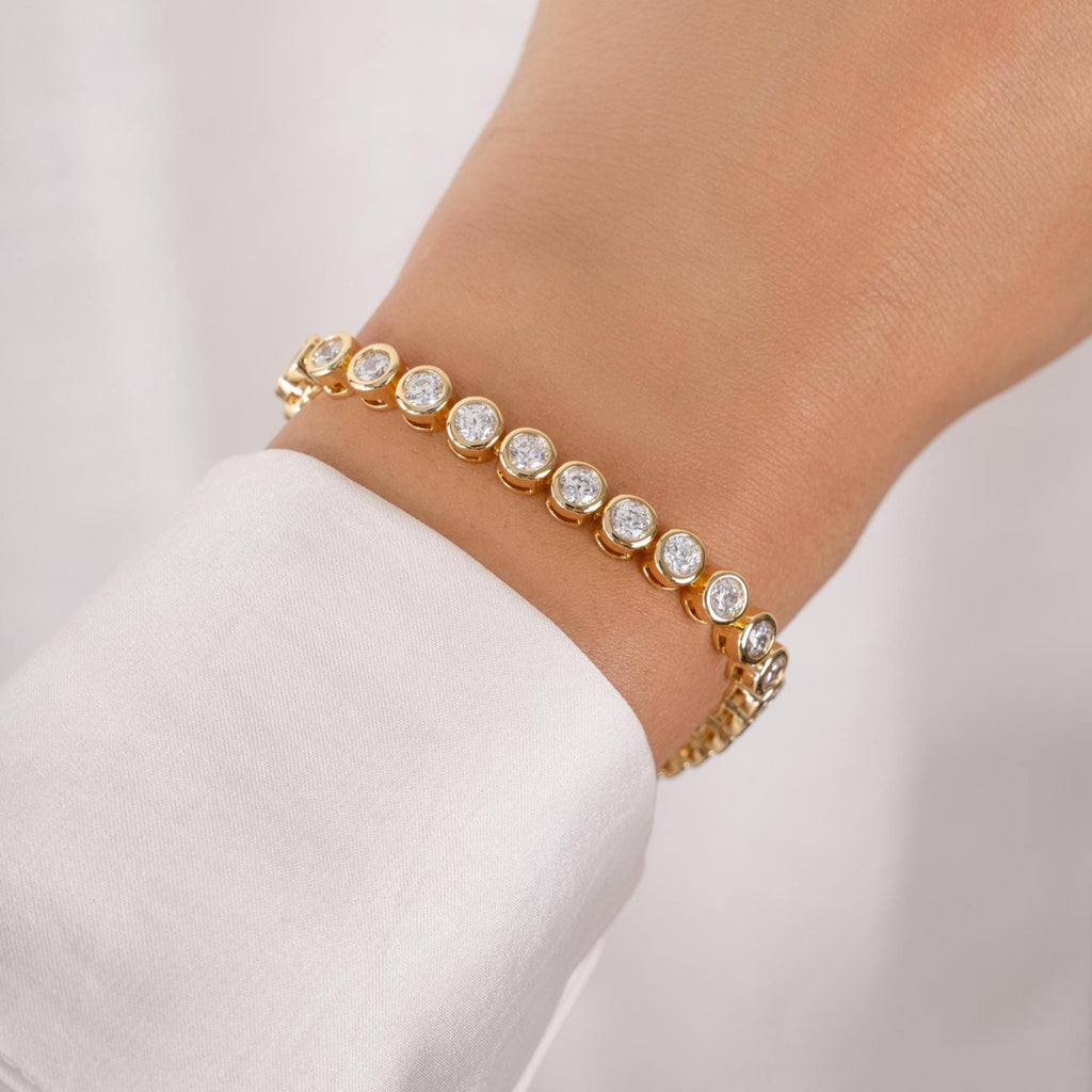 Handmade Bezel Tennis Bracelet, Statement Bracelet, Stackable Bracelet, Wedding Jewelry, Bridal Jewelry, Bridesmaid Gift for Her, 4mm Bezel