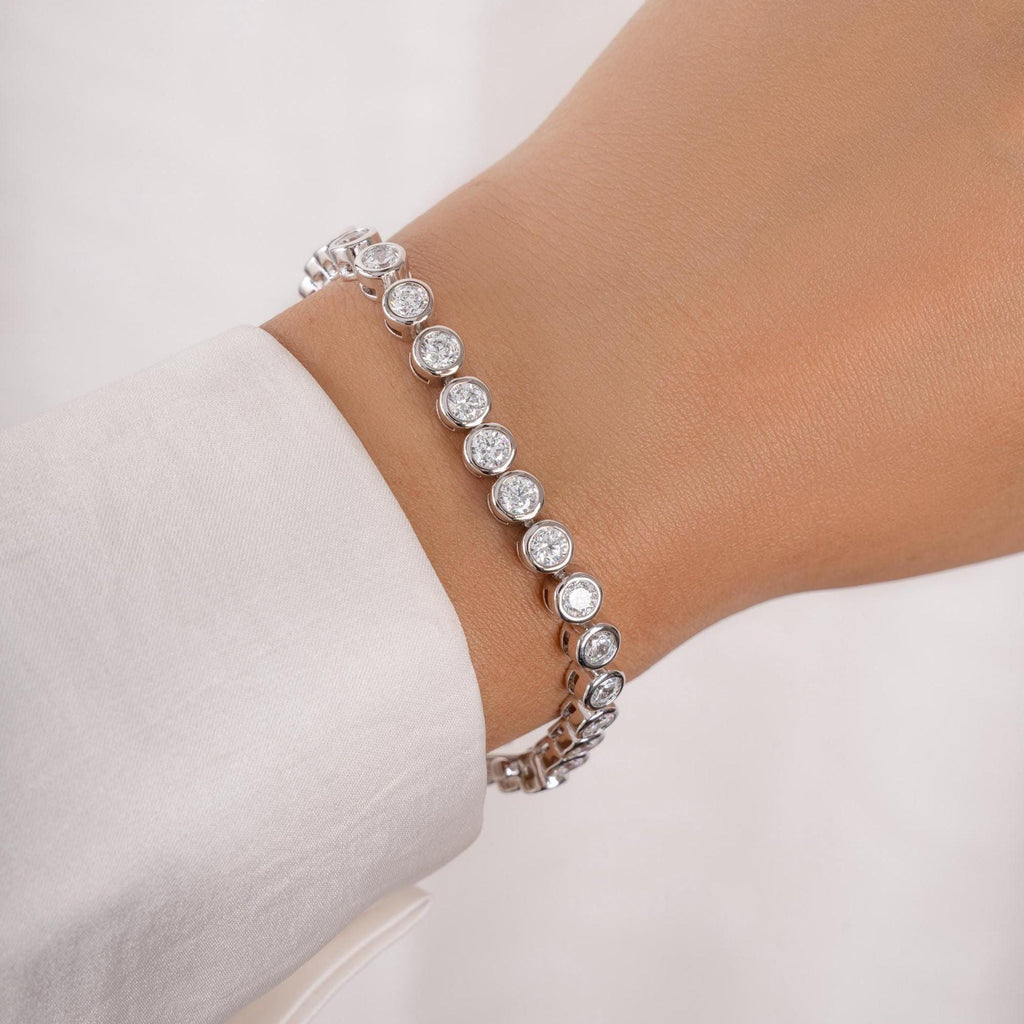 Handmade Bezel Tennis Bracelet, Statement Bracelet, Stackable Bracelet, Wedding Jewelry, Bridal Jewelry, Bridesmaid Gift for Her, 4mm Bezel