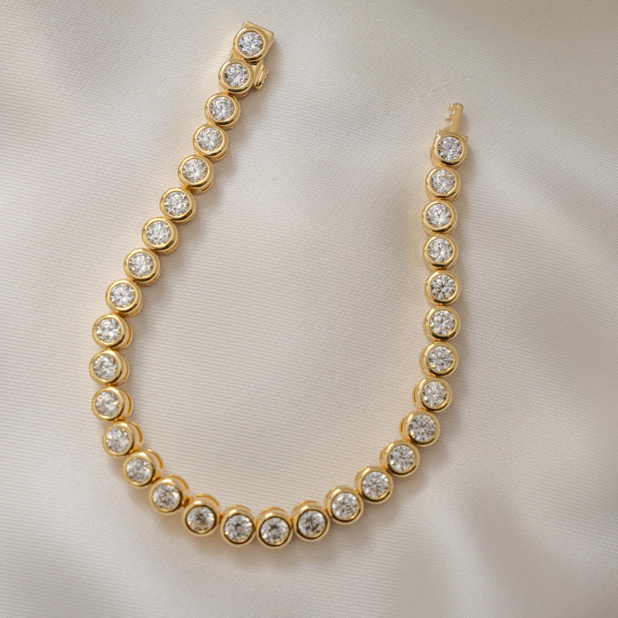 Handmade Bezel Tennis Bracelet, Statement Bracelet, Stackable Bracelet, Wedding Jewelry, Bridal Jewelry, Bridesmaid Gift for Her, 4mm Bezel