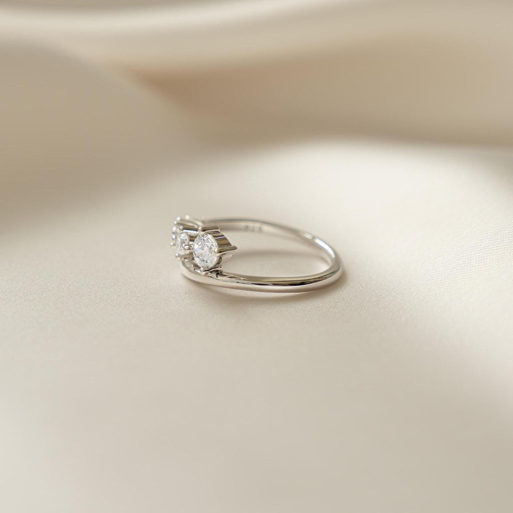 Bypass Ring, Spiral Ring, Wrap Ring, Stackable Ring, CZ Ring, Minimalist Ring, Multi Stone Ring, Dainty Ring, Promise Ring, Gift for Her