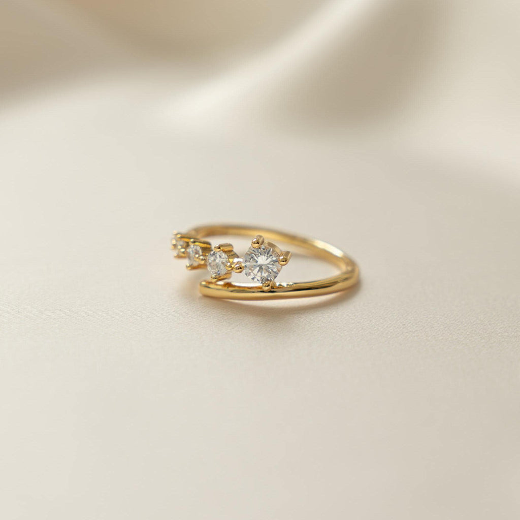 Bypass Ring, Spiral Ring, Wrap Ring, Stackable Ring, CZ Ring, Minimalist Ring, Multi Stone Ring, Dainty Ring, Promise Ring, Gift for Her