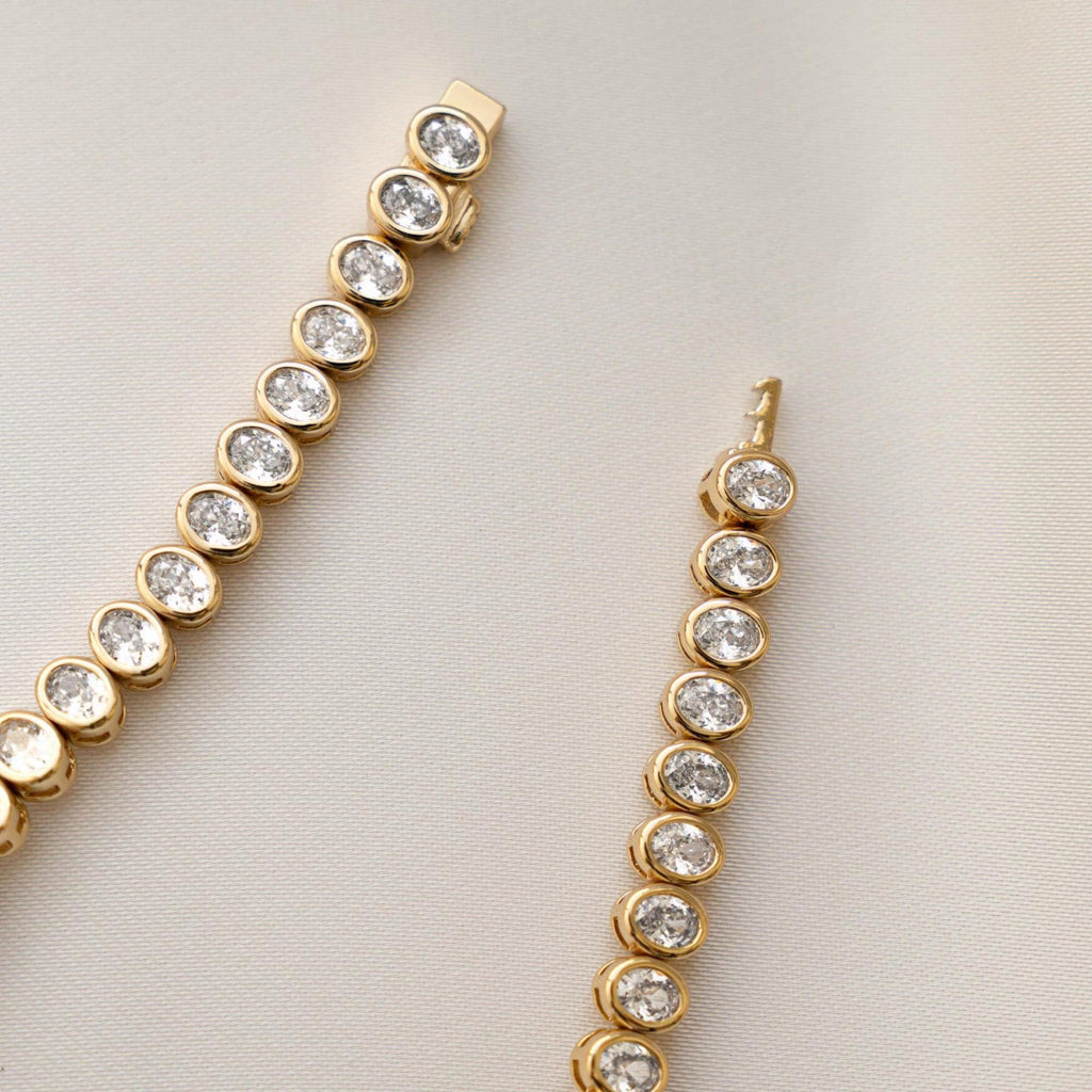 Handmade Tennis Bracelet, Oval Diamond, Bezel Tennis Bracelet, Bridal Jewelry, Diamond Bezel Bracelet, Bridesmaids Gift, Gift for Her